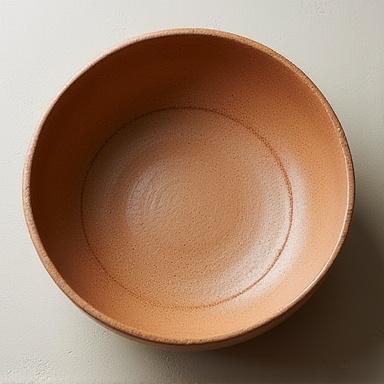 En stor, rustikk salatbolle med teksturert overflate.